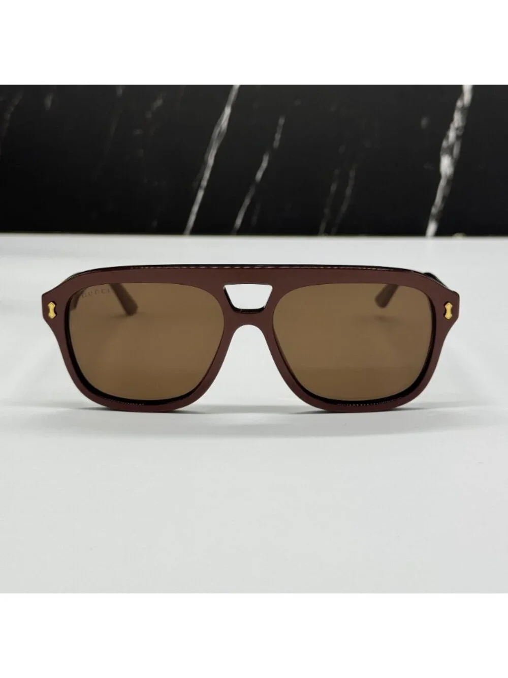 New Gucci GG1263S 003 Brown Unisex Aviator Sunglasses